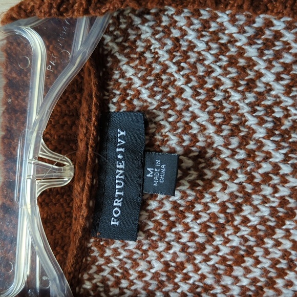 Stitch Fix Fortune & Ivy  Brown and White Herringbone Open Cardigan size M - Picture 3 of 4